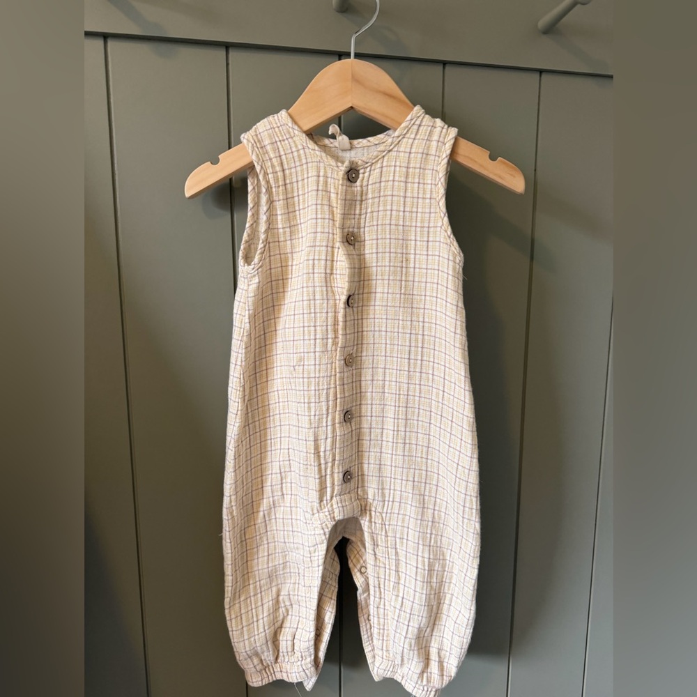 Quincy Mae Checkered Sleeveless Romper